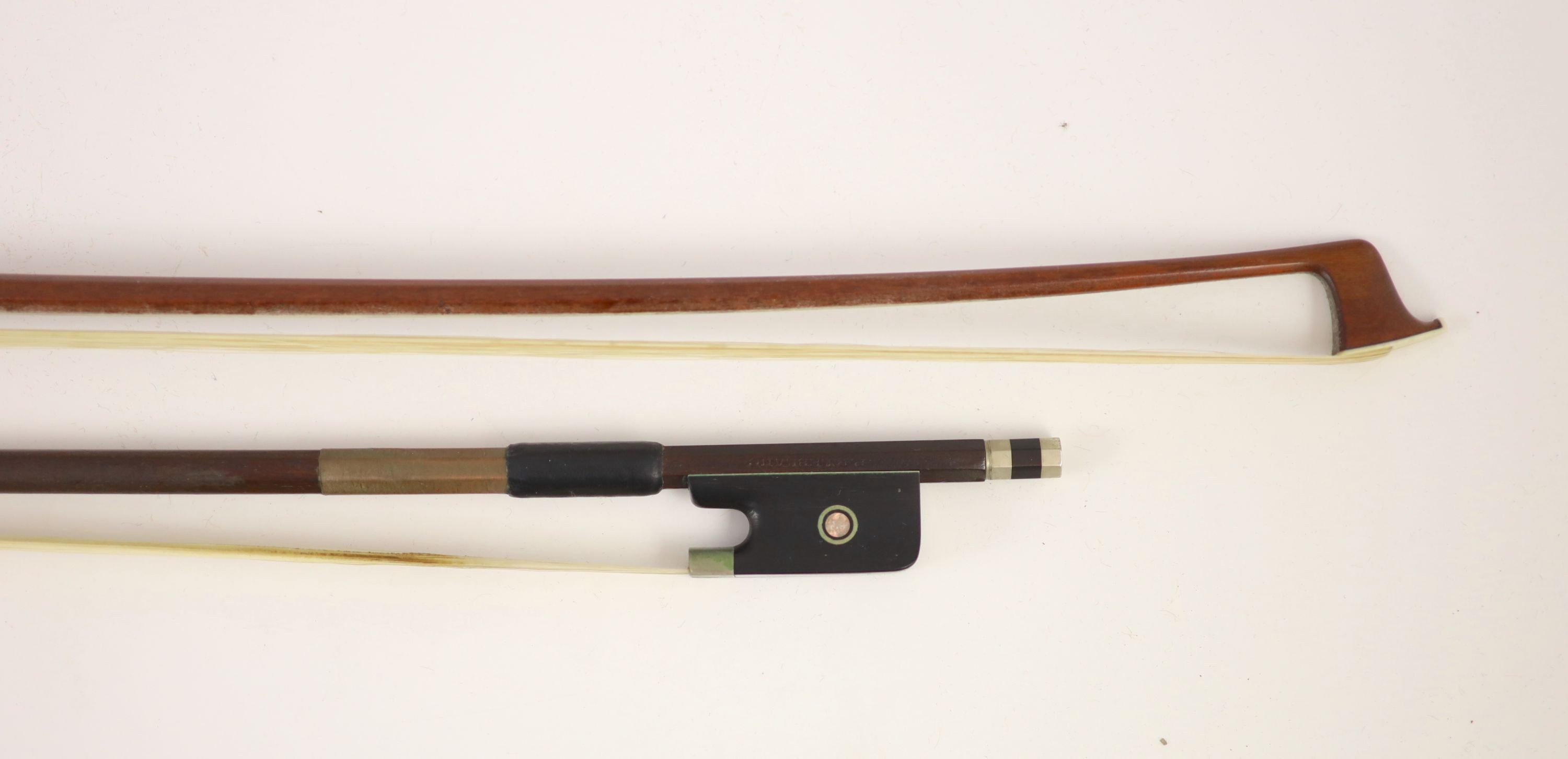 Two violin Bows, Both 74.5 cm long